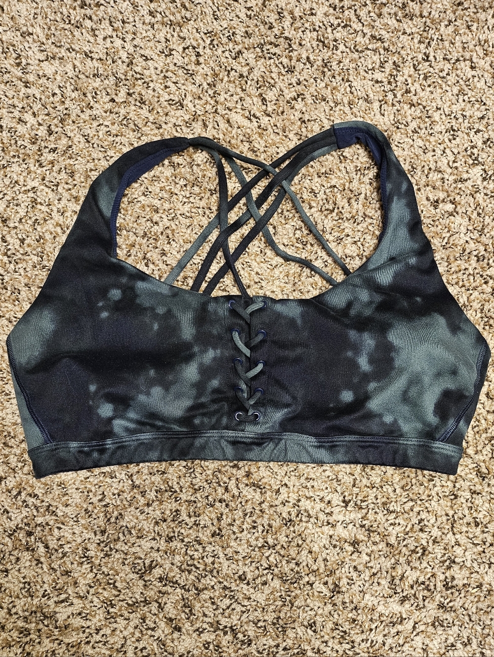 Victoria's Secret Black & Dark Green Tie-Dye Strappy Bralette
